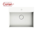 Vasque lavabo design rectangulaire, suspendu ou à poser, Couleur blanc mat, Finition lisse, Solid-Surface Corian®, Taille : 60 x 49 x 15 cm - LIVRAISON OFFERTE
